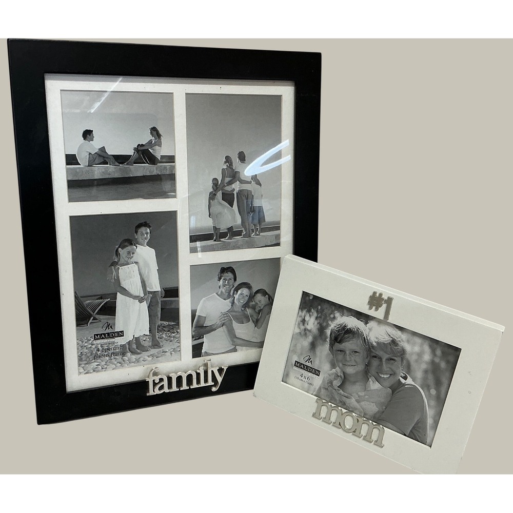 Malden Family and Mom Picture Frame Set Black and White Tabletop Decor